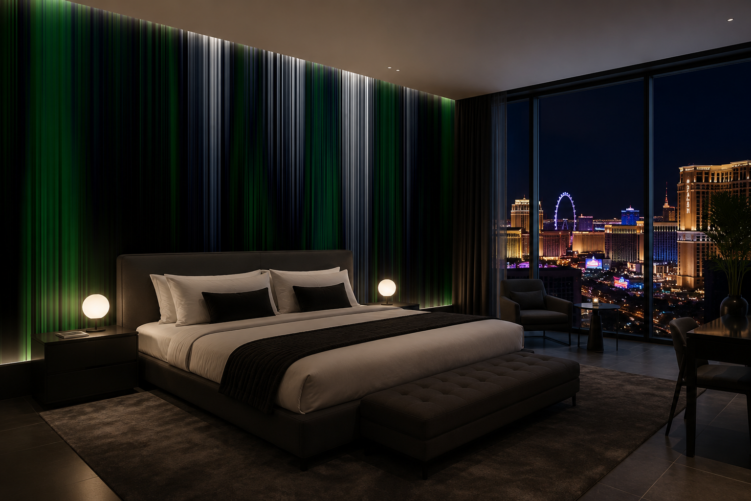 Site-specific generative artwork integrated into a hotel room